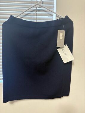 ST. JOHN Collection Navy Knit Pencil Wool Skirt